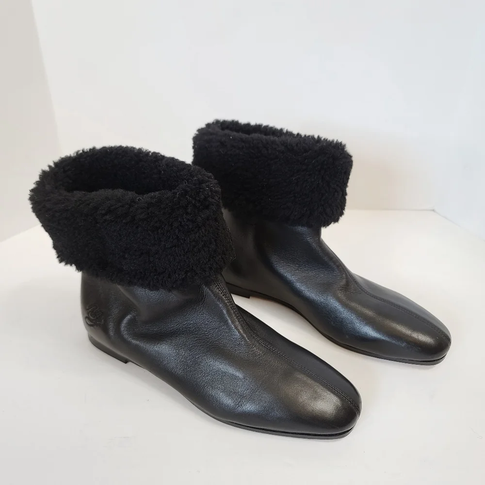 Mansur Gavriel | Cosy Boots in Black Lambskin Sheep Shearling Size 8 - Picture 2 of 14